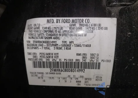 2013 Ford Flex Sel z USA, uszkodzony, nr VIN 2FMHK6C80DBD14992